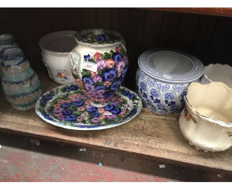 Shelf of pottery 