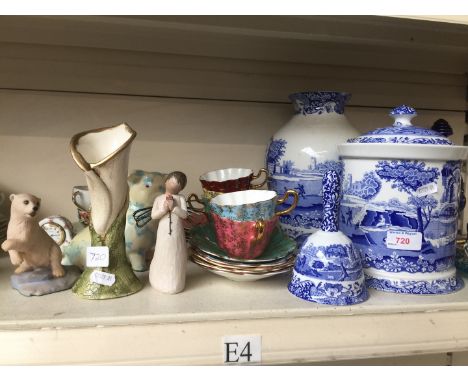 Three Copeland Spode Italian pieces and some china and figures 