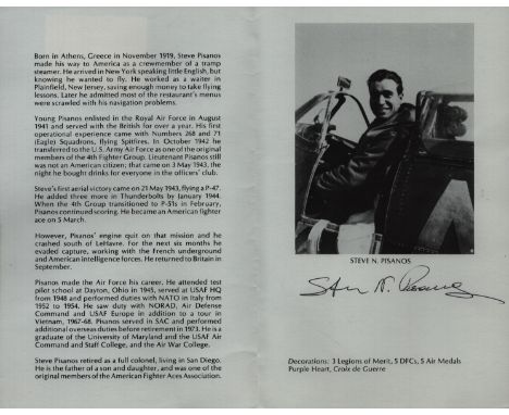 WWII Colonel Steve Pisanos signed 10x8inch book page with black and white image. Steven Nicholas Pisanos (born Spiros Pisanos
