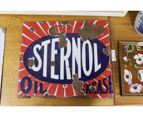 A Sternol oil and grease enamel advertising sign, 45 x 53cm