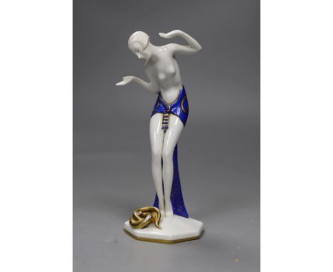 A Goebel Art Deco figure of a snake dancer,18cms high,