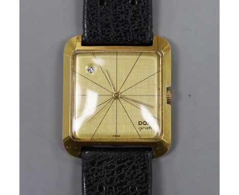 A gentleman's steel and gold plated Doxa Grafic manual wind wrist watch, with date aperture.