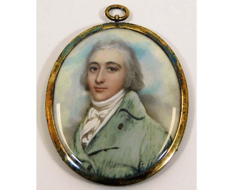 In the style of George Engleheart, an 18th/19thC. portrait miniature watercolour linked to the Crozier/Urry/Pearson family of
