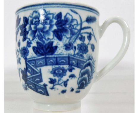 A c.1780 Caughley coffee cup with crescent mark to base 2.25in high