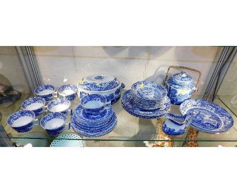 Thirty even pieces of Spode Italian porcelain tea service including biscuit barrel