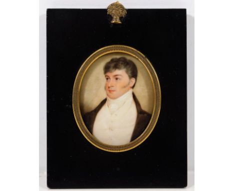 A portrait miniature watercolour of John Pearson, Bombay who died from the bite of a cobra 2.875in x 2.25in 