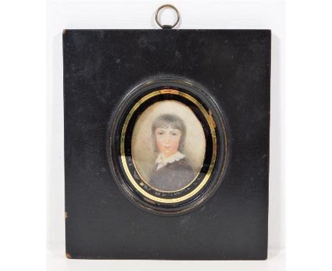 A late 17thC. early 18thC. portrait miniature watercolour of David Urry, son of Captain Urry, R.N. of Yarmouth, Isle of Wight