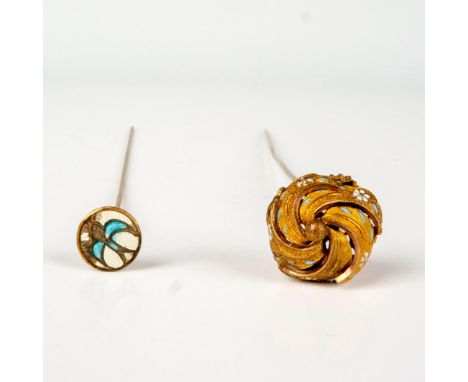 Lovely gold-tone set with enamel coloration and detailed with birds and flowers. Longest pin measures: 6.5"L. Shortest measur