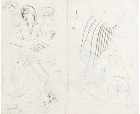 John Hamilton Mortimer (1741-1779)  An oval half-length portrait of a gentleman, surrounded by head and figure studies (recto