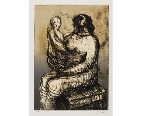 δ Henry Moore (1896-1986) Mother with Child on lap (Cramer 651) Lithograph printed in colours, 1982, signed and inscribed s/p