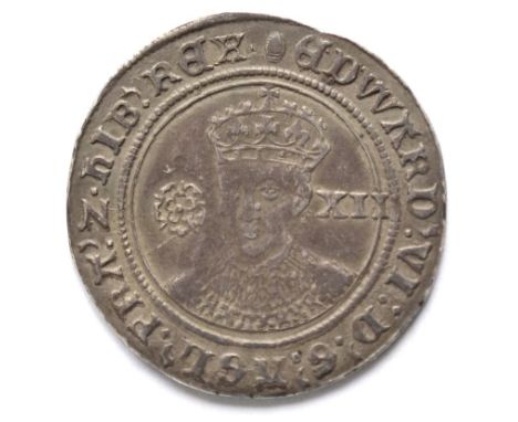 Edward VI Shilling fine silver issue, facing bust, MM tun; rev. light scratches across & above shield o/wise full flan with f