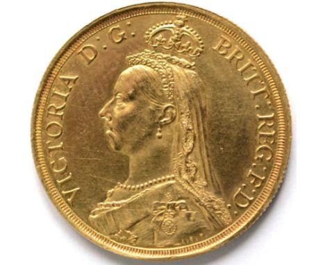 Victoria, Gold £2 1887, trivial contact marks & light hairlines o/wise good edge & surfaces EF