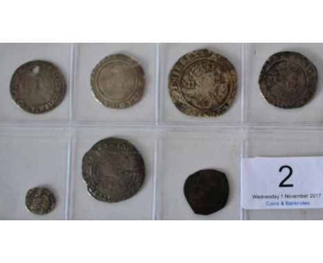 5 x English Hammered Silver Coins comprising: Philip & Mary groat MM lis; holed at 12 o'clock, bust Poor o/wise full, clear l