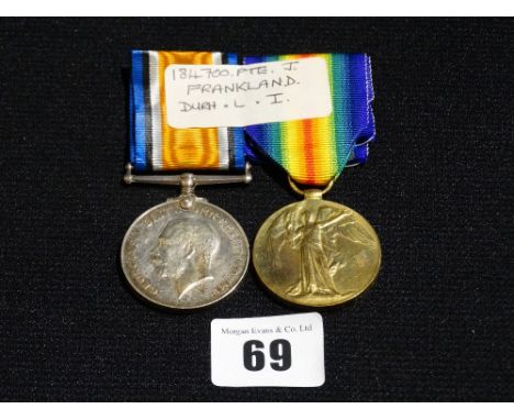 A 1st World War Medal Pair To 184700 Pte J. Frankland Durham Light Infantry