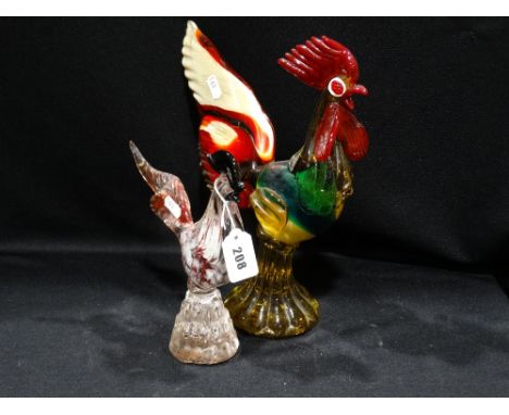 2 Murano Glass Model Cockerels