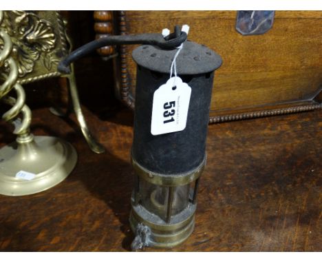 A Miners Brass Safety Lamp
