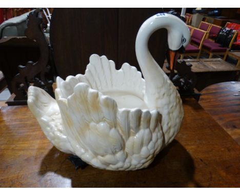 A Staffordshire Pottery Swan Planter