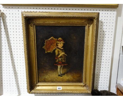 19th Century European School Oil On Canvass Laid on Board Portrait Study of A Young Girl
