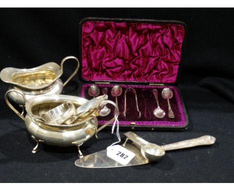 A Parcel of Mixed Silver to Include A Pipe Stand, Cream and Sugar Bowl Etc (Qty)