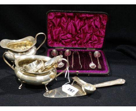 A Parcel of Mixed Silver to Include A Pipe Stand, Cream and Sugar Bowl Etc (Qty)