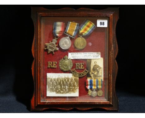 A 1st World War Trio & Group Of 1914-15 Star, War & Victory Medals, Miniature Trio & Uniform Badges to Sapper T. Smith 6738 R