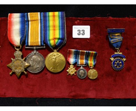 A 1st World War Trio, To 24292 Pte A. Hughes, Royal Welsh Fusiliers, Together with Miniature Trio & Later Rotary Club Preside
