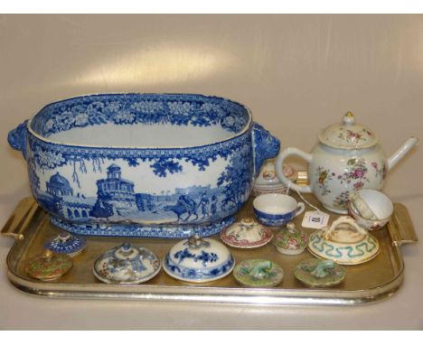 Collection of 18th Century and later ceramics including Chinese Export teapot and a Rogers tureen (no cover), etc