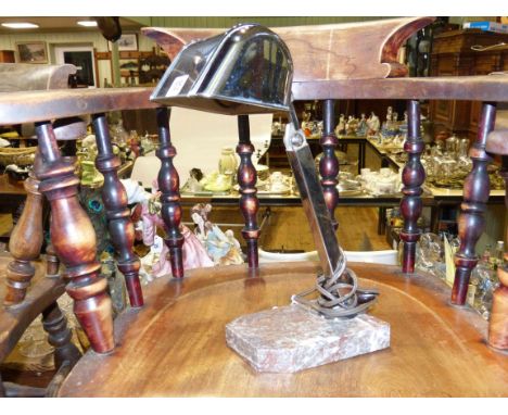 Art Deco chrome and marble angle poise lamp