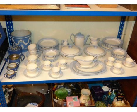 Copeland Spode seventy two piece dinner and tea service and five pieces of blue Jasperware