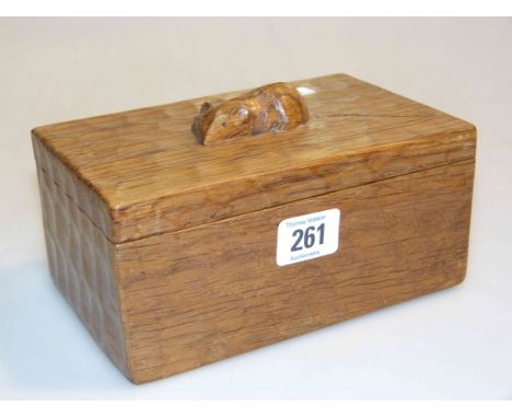 Good Robert Mouseman Thompson adzed oak trinket box, c.1960's/70's