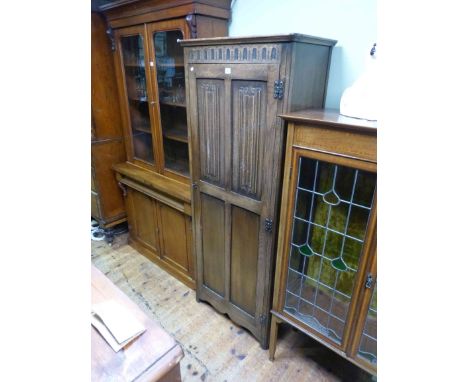 Oak linen fold panel door hall wardrobe