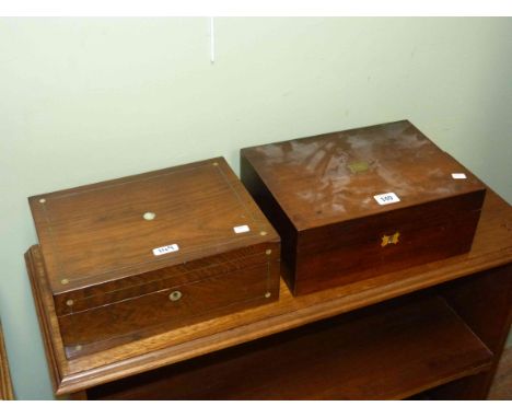 Victorian mahogany writing box and Victorian rosewood trinket box (2)