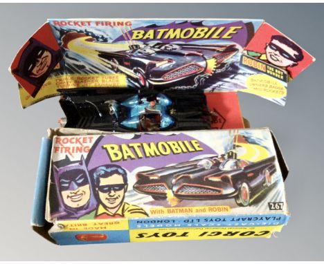 A vintage Corgi toys No. 267 Batmobile with Batman and Robin (box AF)