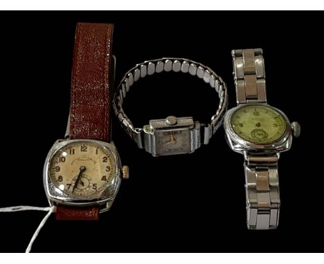 Three vintage wristwatches, two Rolco and one Tudor.