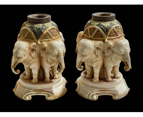 Pair of Alfred Stellmacher elephant table lamps with vintage electric fittings, 23cm height without lamp holder.