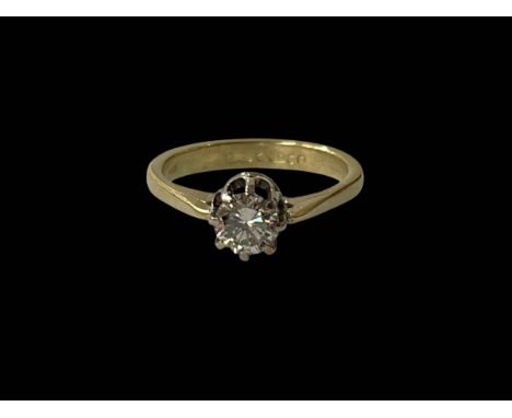 Diamond 0.50 carat solitaire diamond 18 carat gold ring, hallmarked Edinburgh 1936, size K/L.