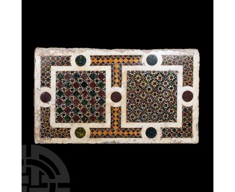 12th-13th century A.D. A rectangular marble floor panel recalling similar workmanship to the floor of the Sistine Chapel, com