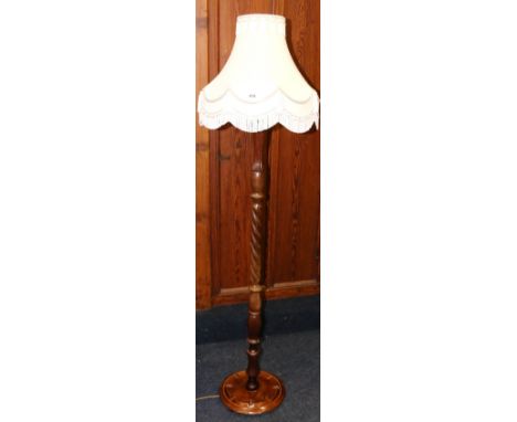 Edwardian ropetwist mahogany standard lamp, 170cm.