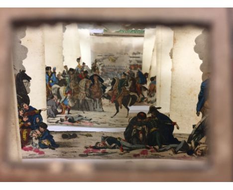 19th century French Military historical peepshow of 'Napoleon et la Bataille at Eylau fought the 9th February 1807', six hand