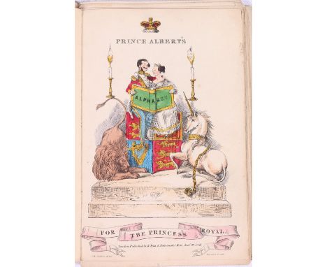 Prince Albert's Alphabet for The Princess Royal Pub., R Tyas, London 1841, hand coloured engravings one plate 'F' missing.