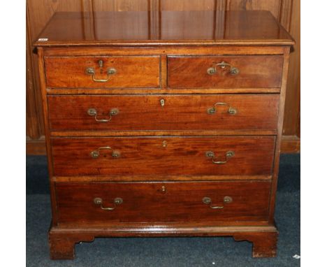 George III mahogany chest, with two short and three long drawers, on bracket feet, 96cm x 95cm.