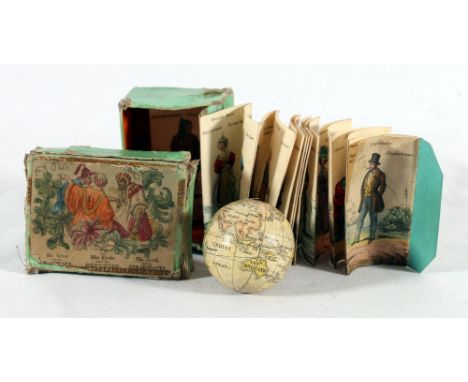 Carl Bauer, German miniature novelty globe, early 19th century 'The World with its Inhabitants', the globe, 4cm approx. and a
