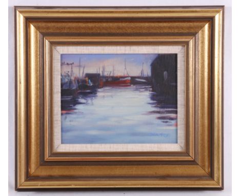 BRIAN KEANY RSW (1945-2007)Evening Light - Pittenweem Signed oil, 16cm x 21cm. ARR.Gallery 41 label verso