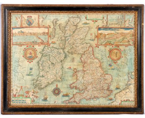 JOHN SPEEDE Map of 'The Kingdome of Great Britain and Ireland' to be sold by 'The Bafsett in Fleet Street and Ric Chifwell in