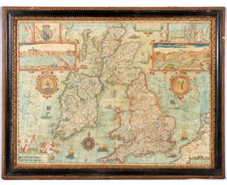 JOHN SPEEDE Map of 'The Kingdome of Great Britain and Ireland' to be sold by 'The Bafsett in Fleet Street and Ric Chifwell in