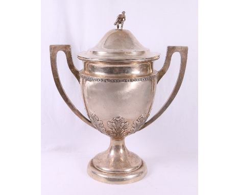 George V silver trophy for lawn bowls by makers G Ltd (Gladwin Ltd), approx. 58cm, approx. 3750g