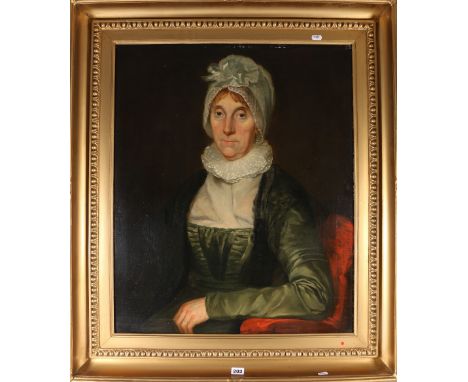 BRITISH SCHOOL (19TH CENTURY) Portrait of Mrs SheriffOil on canvas,73cm x 60cm.