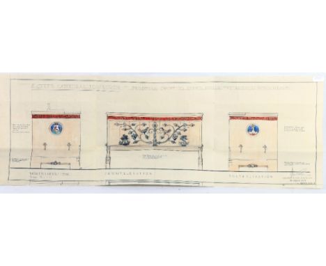 Arts and Crafts Interest: A hand coloured architectural drawing entitled 'St.Giles Cathedral Edinburgh proposed chest to stan