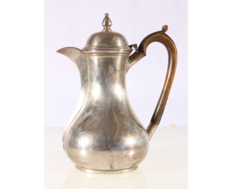 Victorian Hamilton and Inches silver coffee pot of baluster form with wood handle, 625g, Edinburgh 1898