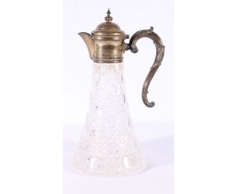 Victorian silver mounted Royal Brierley glass ewer, Birmingham 1889, makers Hilliard & Thomson, 30cm tall.   CONDITION REPORT